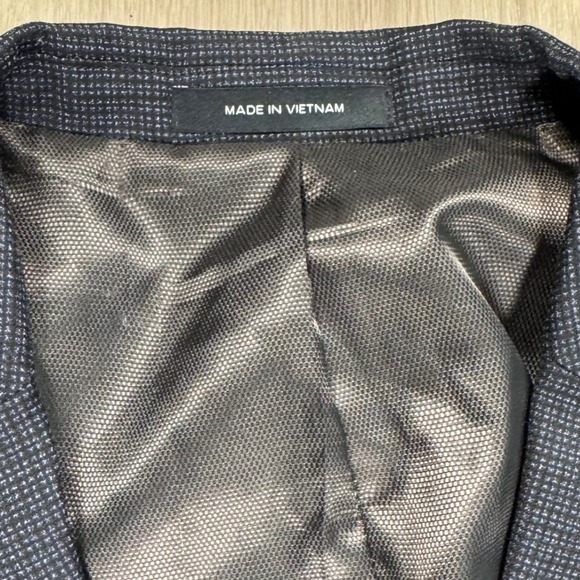 Kenneth Cole AWEARNESS Men's 48R Navy Blue Plaid Slim Fit Blazer Jacket - Picture 7 of 12